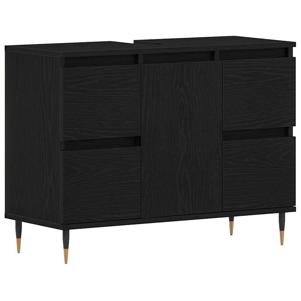 Armadio per Lavabo da Bagno Rovere Nero 80 x 33 x 60 cm