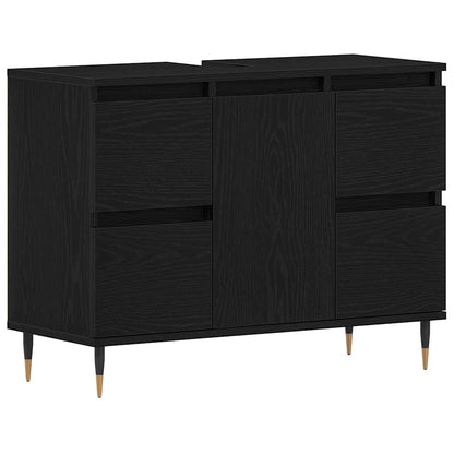 Armadio per Lavabo da Bagno Rovere Nero 80 x 33 x 60 cm