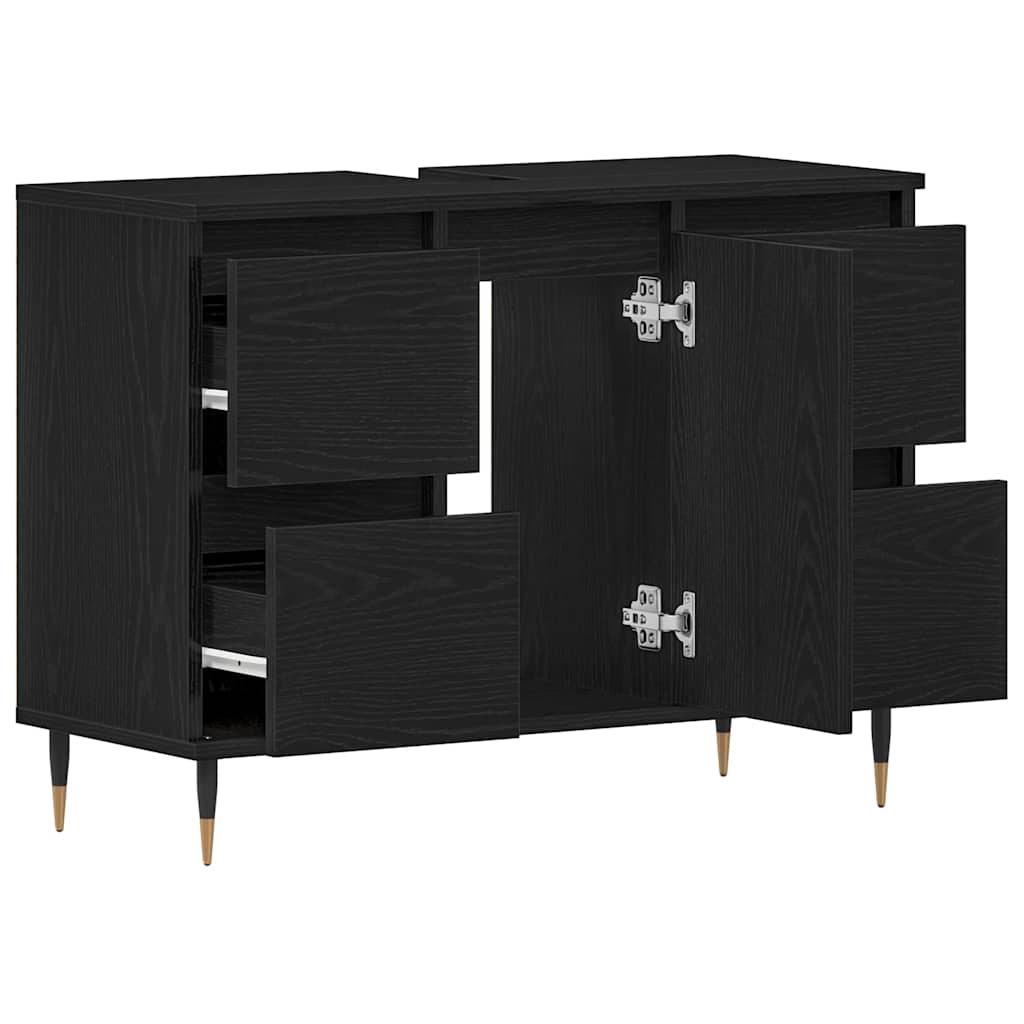 Armadio per Lavabo da Bagno Rovere Nero 80 x 33 x 60 cm