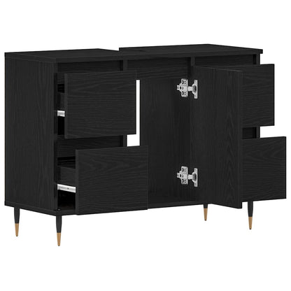 Armadio per Lavabo da Bagno Rovere Nero 80 x 33 x 60 cm