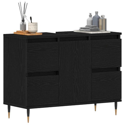 Armadio per Lavabo da Bagno Rovere Nero 80 x 33 x 60 cm