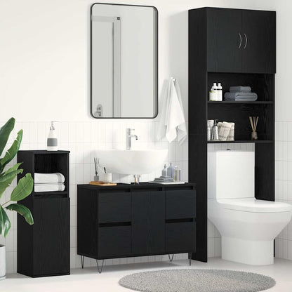 Armadio per Lavabo da Bagno Rovere Nero 80 x 33 x 60 cm