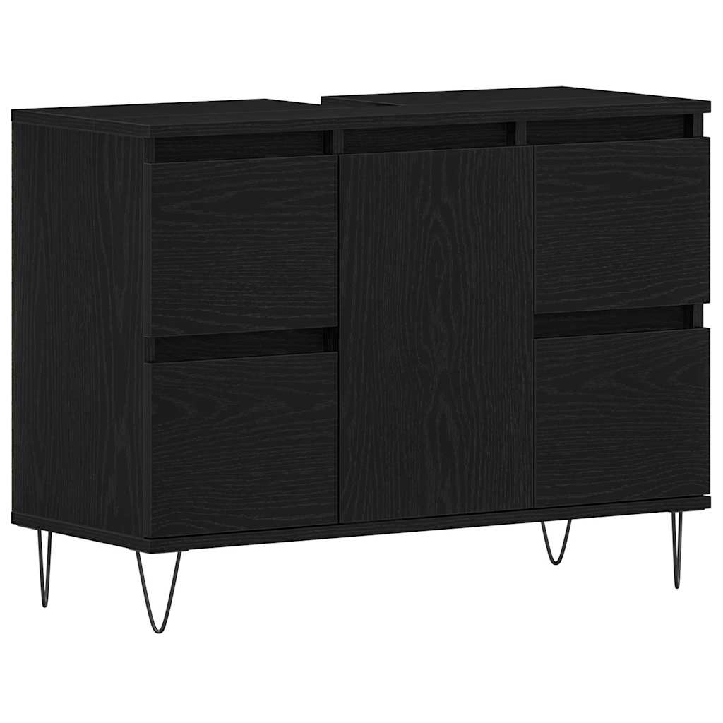 Armadio per Lavabo da Bagno Rovere Nero 80 x 33 x 60 cm