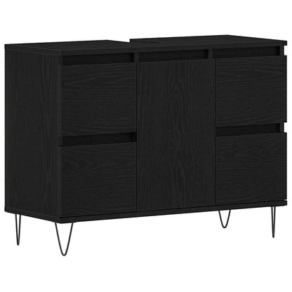 Armadio per Lavabo da Bagno Rovere Nero 80 x 33 x 60 cm
