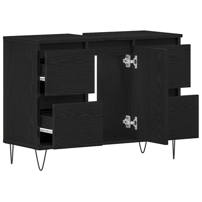 Armadio per Lavabo da Bagno Rovere Nero 80 x 33 x 60 cm