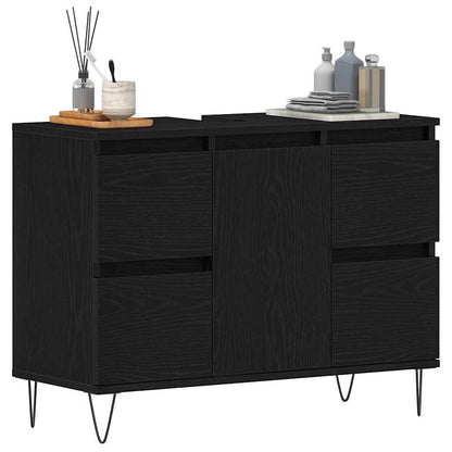 Armadio per Lavabo da Bagno Rovere Nero 80 x 33 x 60 cm