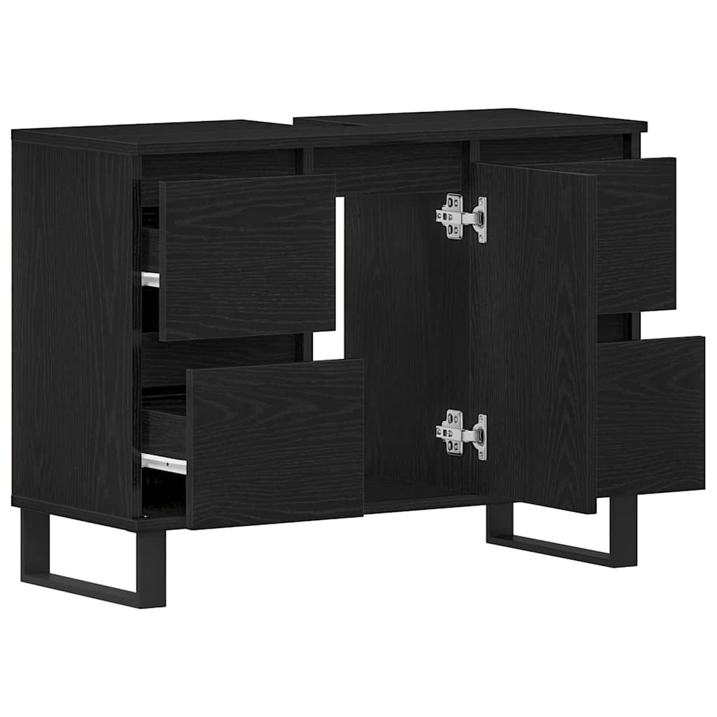 Mobile da Bagno Rovere Nero 80 x 33 x 60 cm Legno multistrato