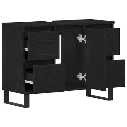 Mobile da Bagno Rovere Nero 80 x 33 x 60 cm Legno multistrato
