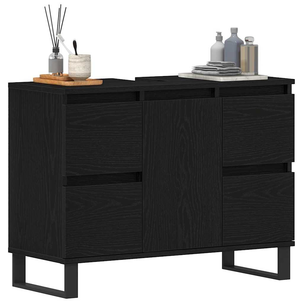 Mobile da Bagno Rovere Nero 80 x 33 x 60 cm Legno multistrato