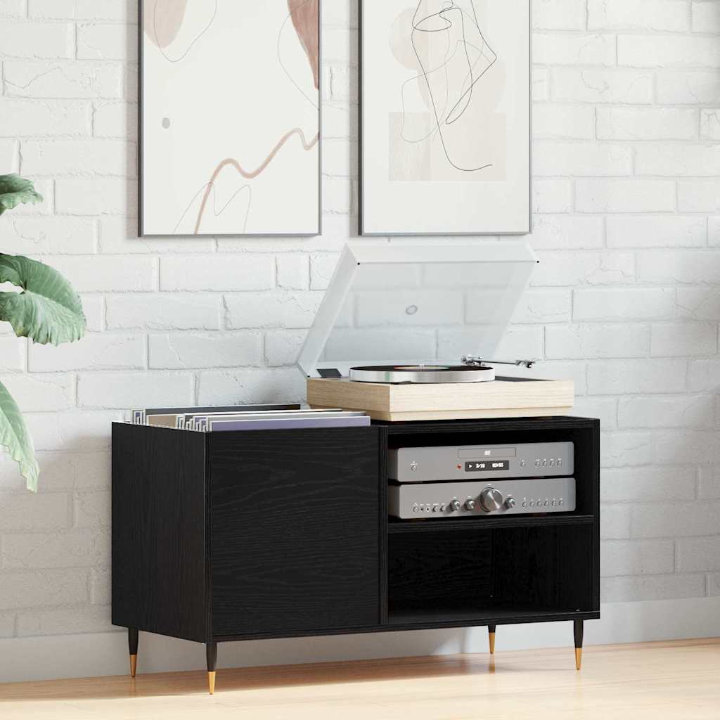 Mobile porta vinili con lo scaffale Rovere Nero 85 x 38 x 48 cm