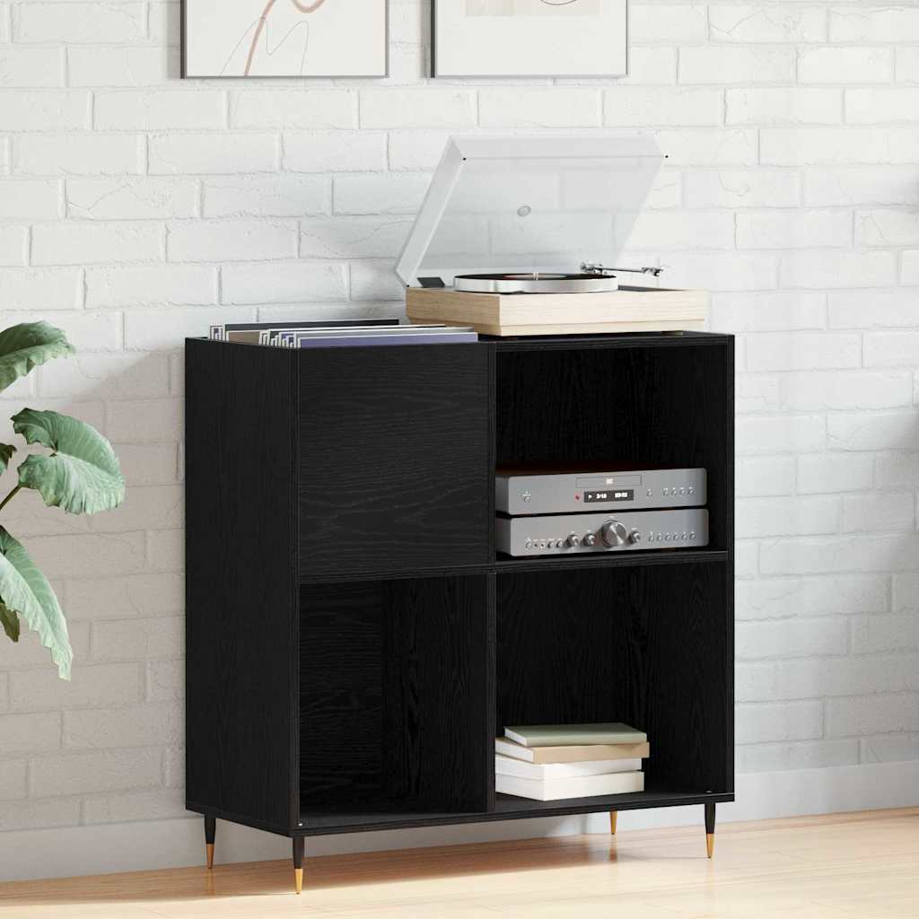 Mobile porta vinili con lo scaffale Rovere Nero 85 x 38 x 89 cm