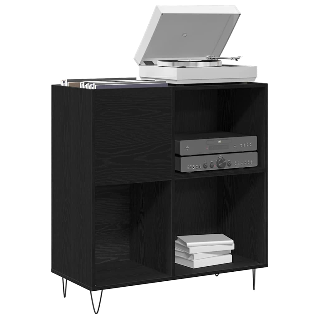 Mobile porta vinili con lo scaffale Rovere Nero 85 x 38 x 89 cm