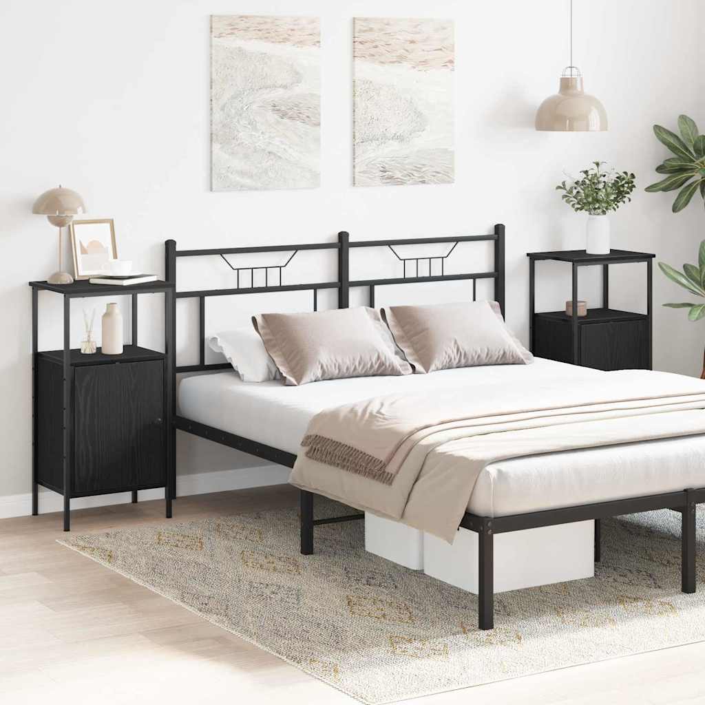 Armadio da Notte 2 pcs Rovere Nero 41 x 31 x 80 cm
