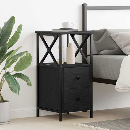 Armadio da Notte con cassetto Rovere Nero 34 x 35,5 x 70 cm