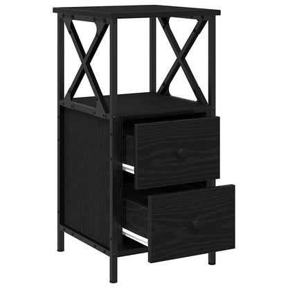Armadio da Notte con cassetto Rovere Nero 34 x 35,5 x 70 cm