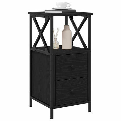 Armadio da Notte con cassetto Rovere Nero 34 x 35,5 x 70 cm