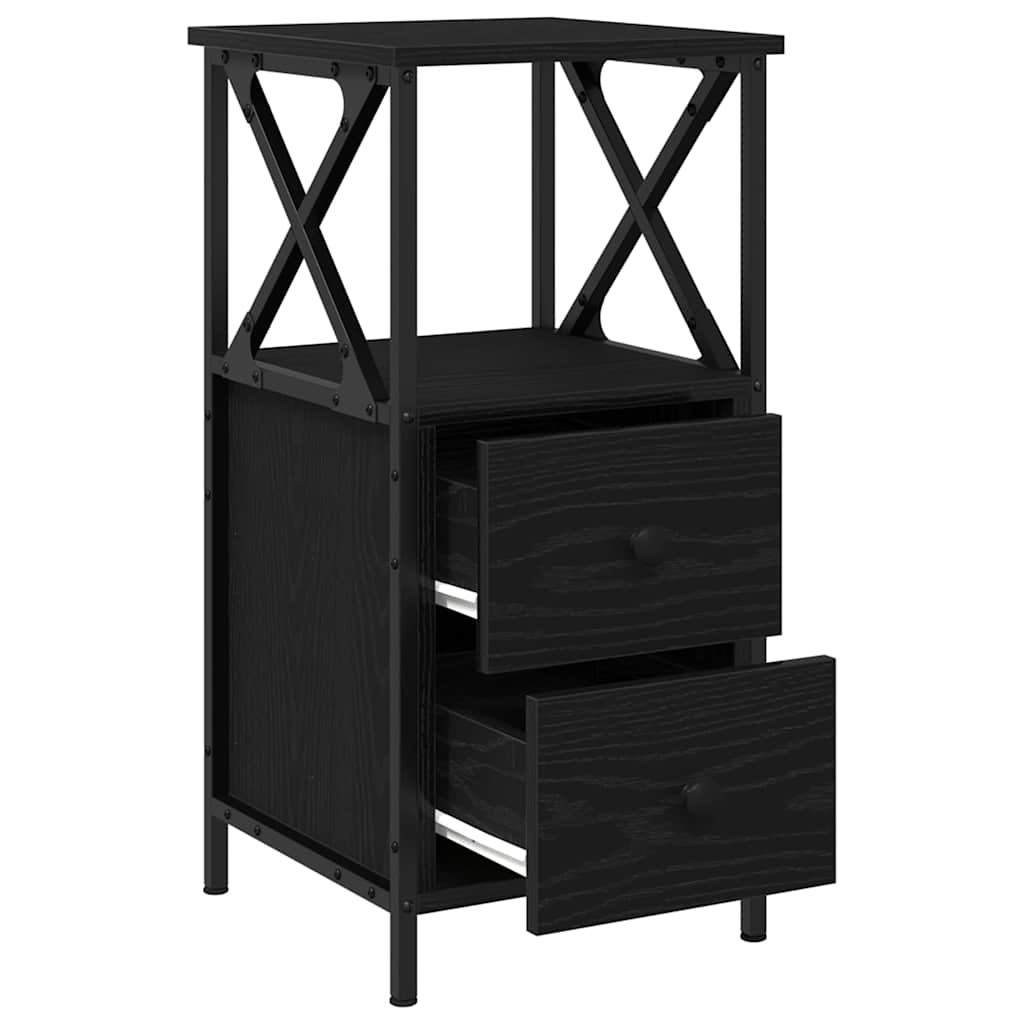 Armadio da Notte 2 pcs Rovere Nero 34 x 35,5 x 70 cm