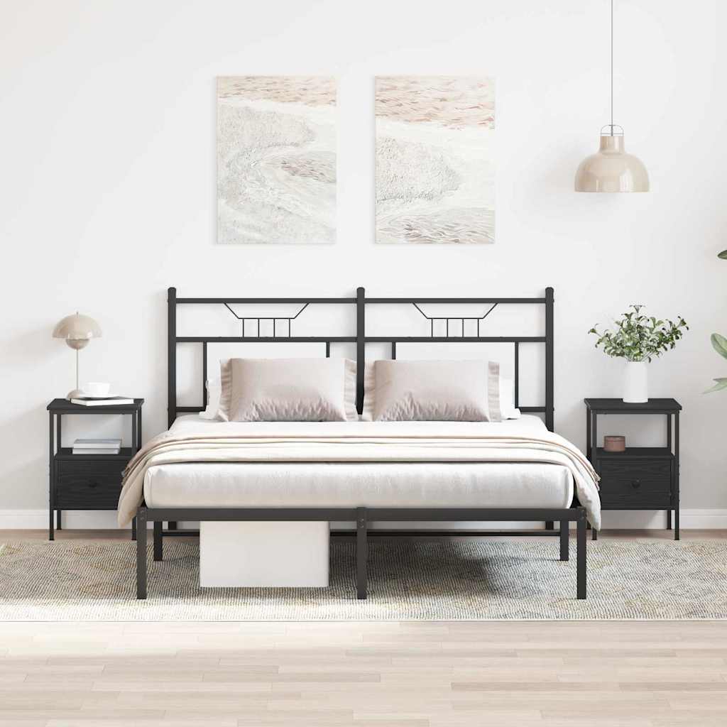 Armadio da Notte con cassetto 2 pcs Rovere Nero 34 x 36 x 50 cm