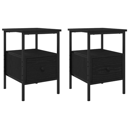 Armadio da Notte con cassetto 2 pcs Rovere Nero 34 x 36 x 50 cm