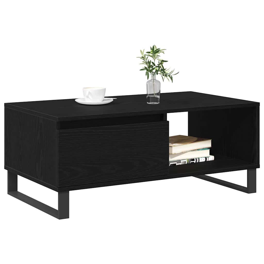 Tavolino da salotto con cassetto Rovere Nero 90 x 50 x 36,5 cm