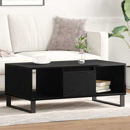 Tavolino da salotto con cassetto Rovere Nero 90 x 50 x 36,5 cm
