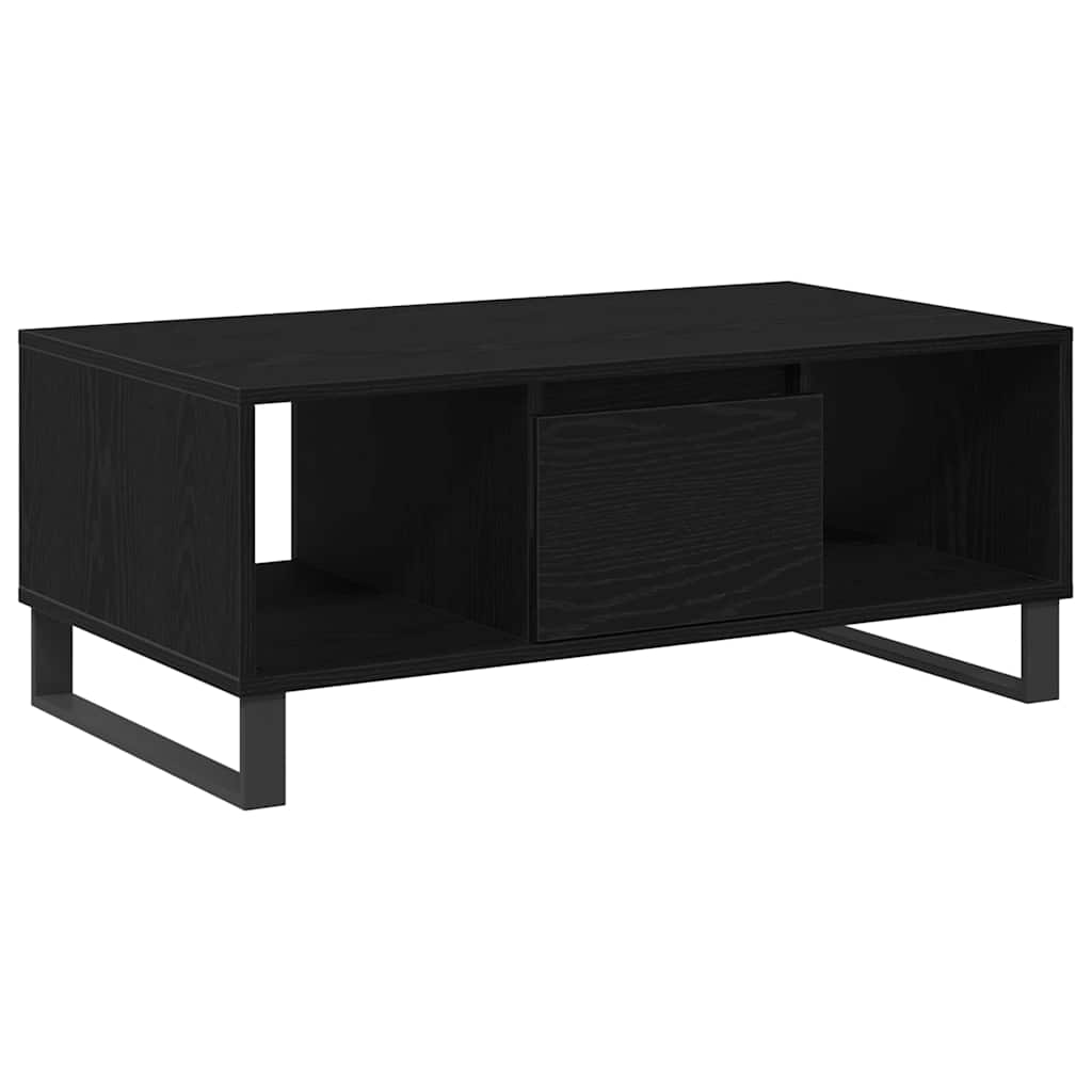 Tavolino da salotto con cassetto Rovere Nero 90 x 50 x 36,5 cm