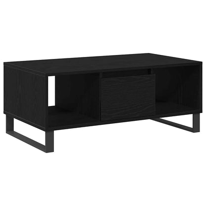 Tavolino da salotto con cassetto Rovere Nero 90 x 50 x 36,5 cm