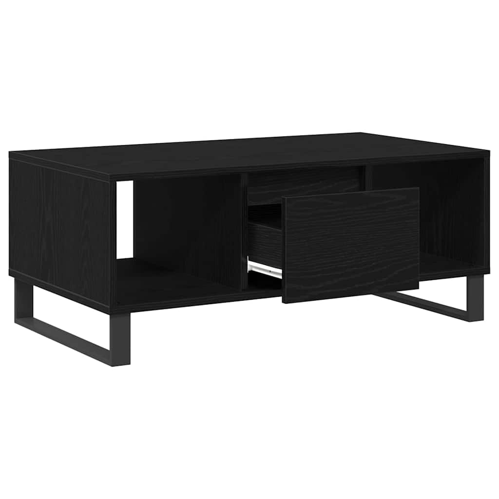 Tavolino da salotto con cassetto Rovere Nero 90 x 50 x 36,5 cm