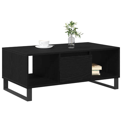 Tavolino da salotto con cassetto Rovere Nero 90 x 50 x 36,5 cm