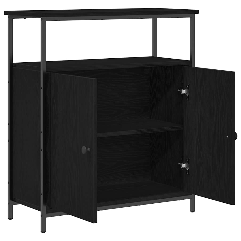Credenza Rovere Nero 70 x 30 x 80 cm Legno multistrato