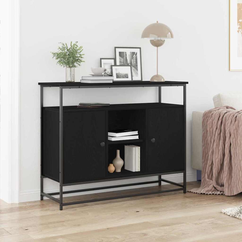 Credenza Rovere Nero 100 x 35 x 80 cm Legno multistrato