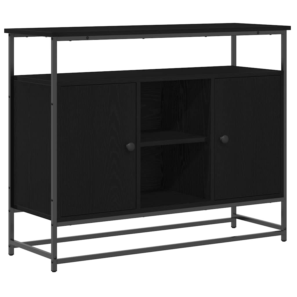 Credenza Rovere Nero 100 x 35 x 80 cm Legno multistrato