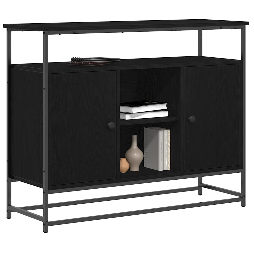 Credenza Rovere Nero 100 x 35 x 80 cm Legno multistrato
