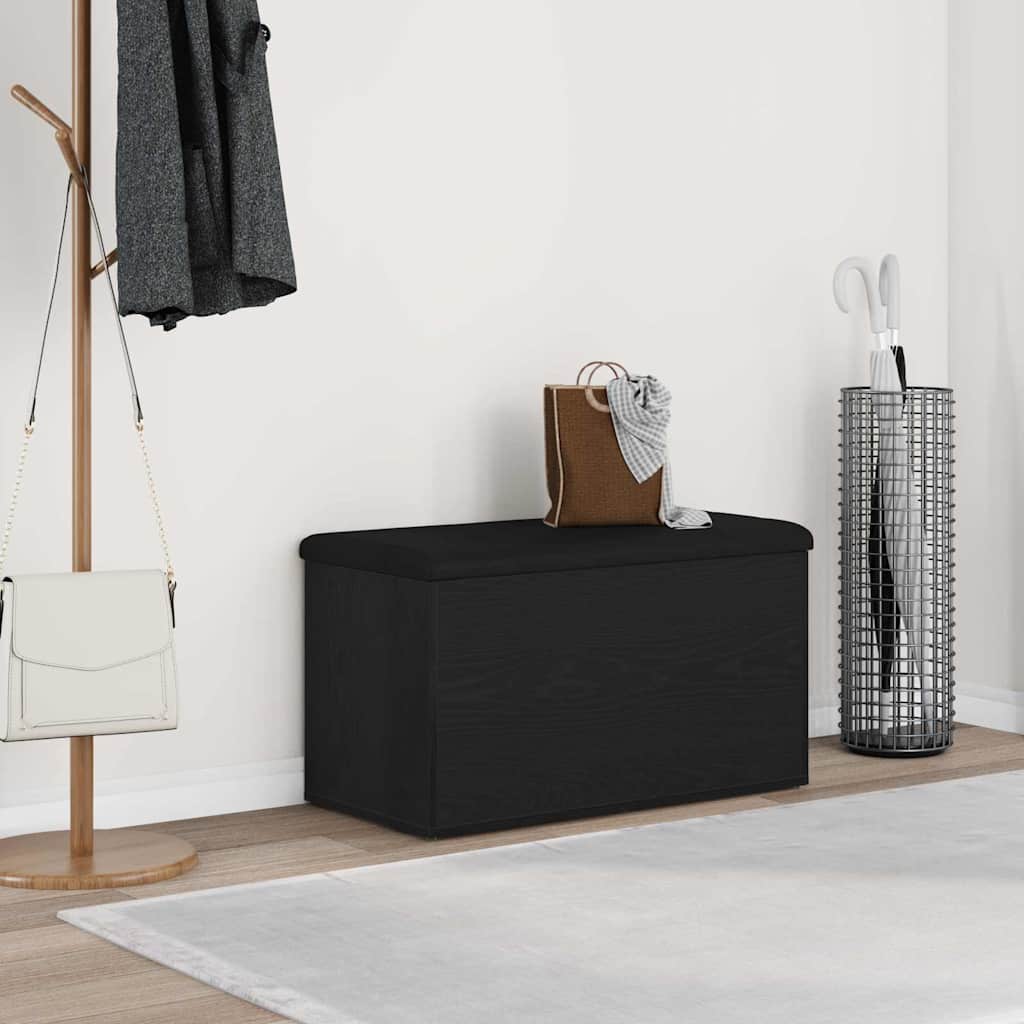 Panchina con contenitore Rovere Nero 82 x 42 x 45 cm