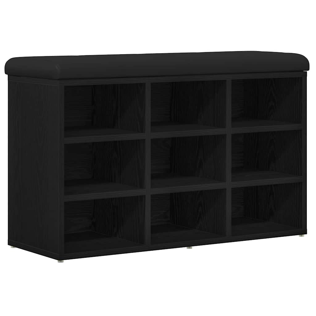 Panca per scarpe Nero 80 x 30 x 48 cm Legno multistrato