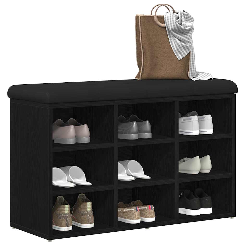 Panca per scarpe Nero 80 x 30 x 48 cm Legno multistrato
