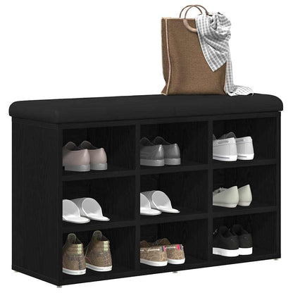 Panca per scarpe Nero 80 x 30 x 48 cm Legno multistrato