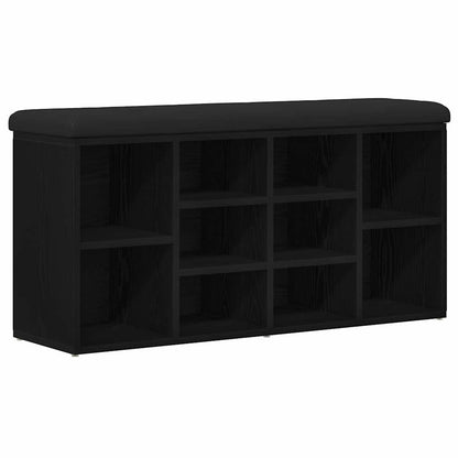 Panca per scarpe Rovere Nero 102 x 32 x 50 cm Legno multistrato