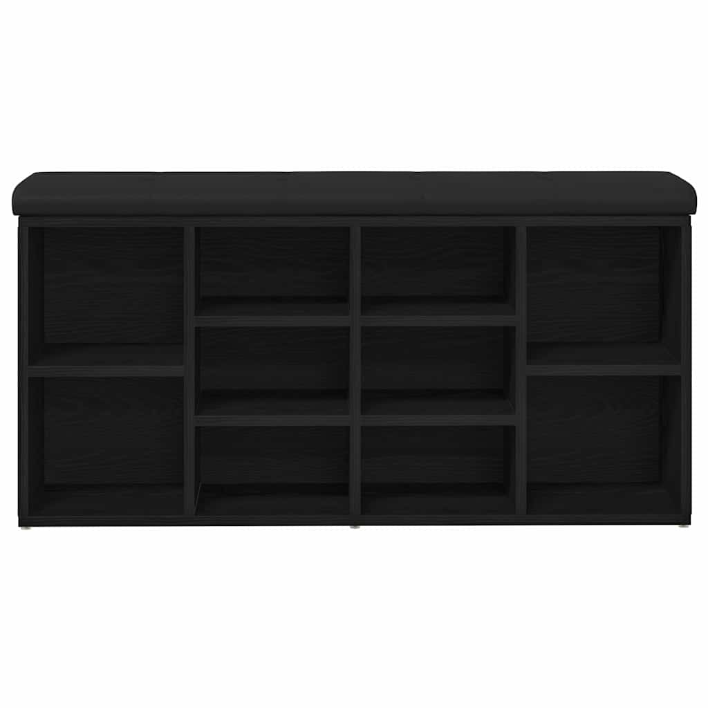 Panca per scarpe Rovere Nero 102 x 32 x 50 cm Legno multistrato