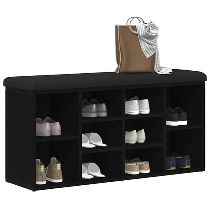Panca per scarpe Rovere Nero 102 x 32 x 50 cm Legno multistrato