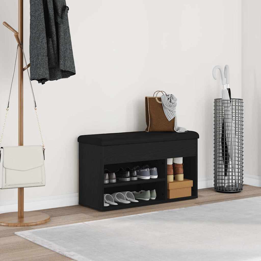Panca per scarpe Nero 80 x 30 x 45 cm Legno multistrato