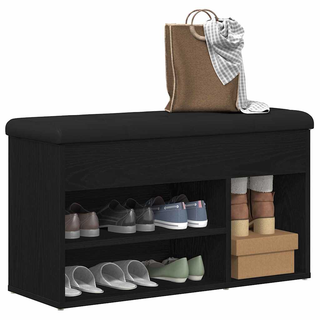 Panca per scarpe Nero 80 x 30 x 45 cm Legno multistrato