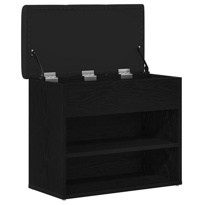 Panchina con contenitore Rovere Nero 62 x 32 x 50 cm