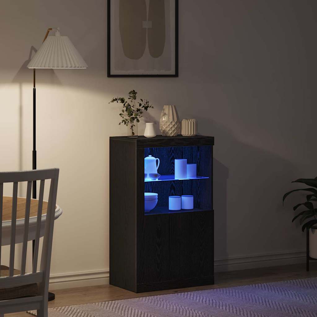 Madia LED Rovere Nero 60,5 x 37 x 100 cm Legno multistrato