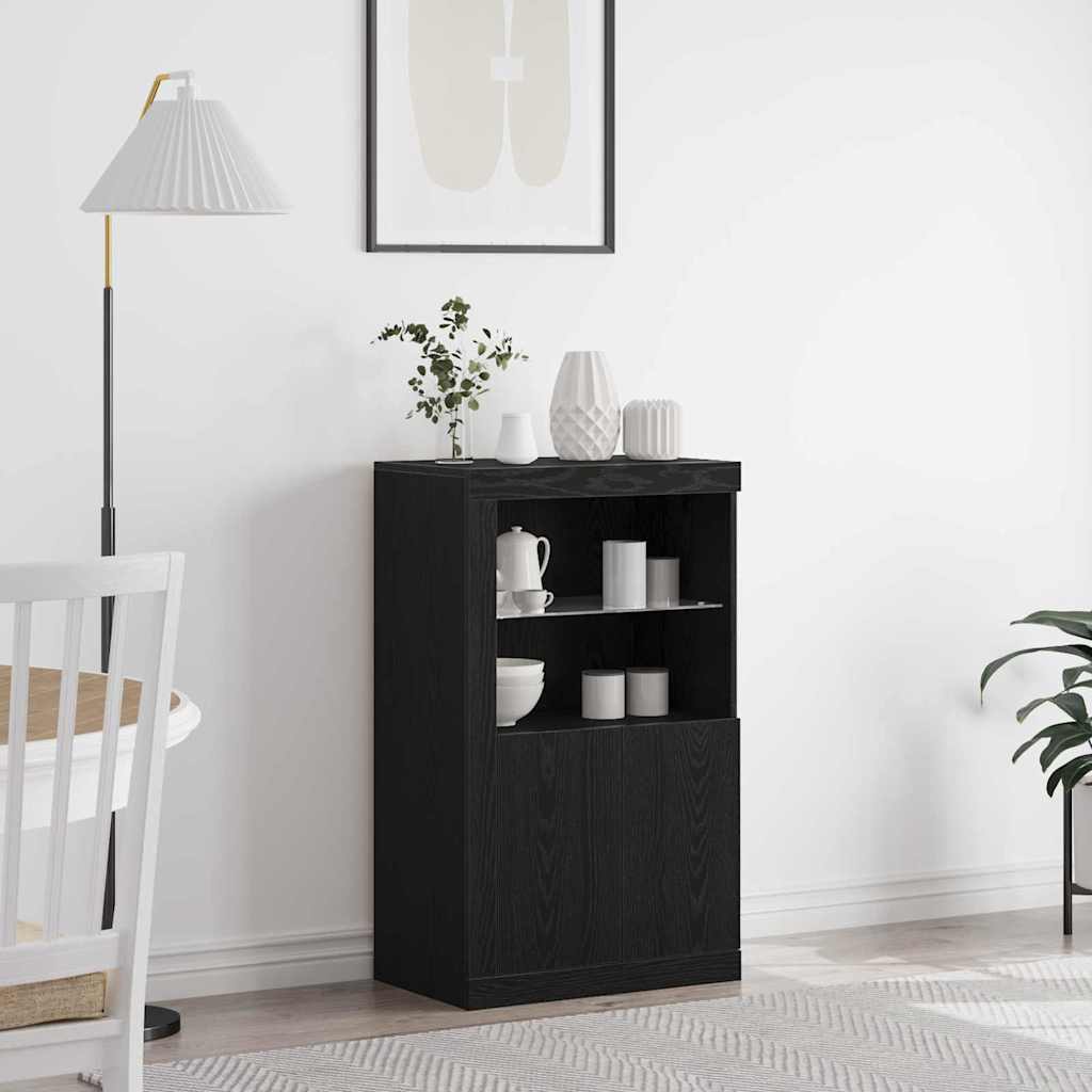 Madia LED Rovere Nero 60,5 x 37 x 100 cm Legno multistrato