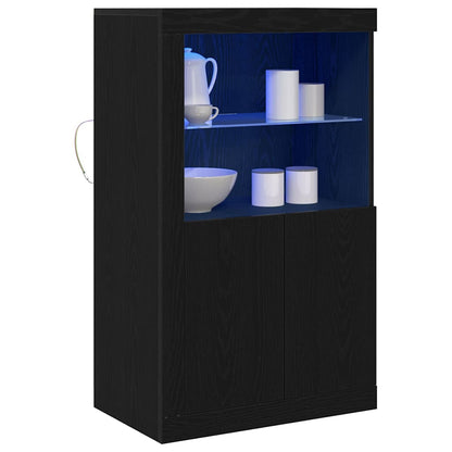 Madia LED Rovere Nero 60,5 x 37 x 100 cm Legno multistrato