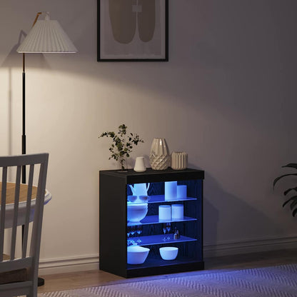 Madia LED Rovere Nero 60,5 x 37 x 67 cm Legno multistrato