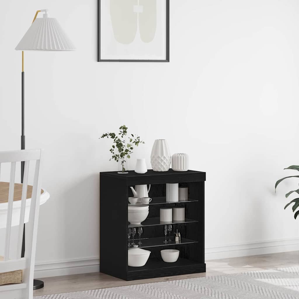 Madia LED Rovere Nero 60,5 x 37 x 67 cm Legno multistrato