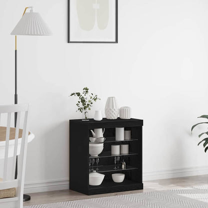 Madia LED Rovere Nero 60,5 x 37 x 67 cm Legno multistrato