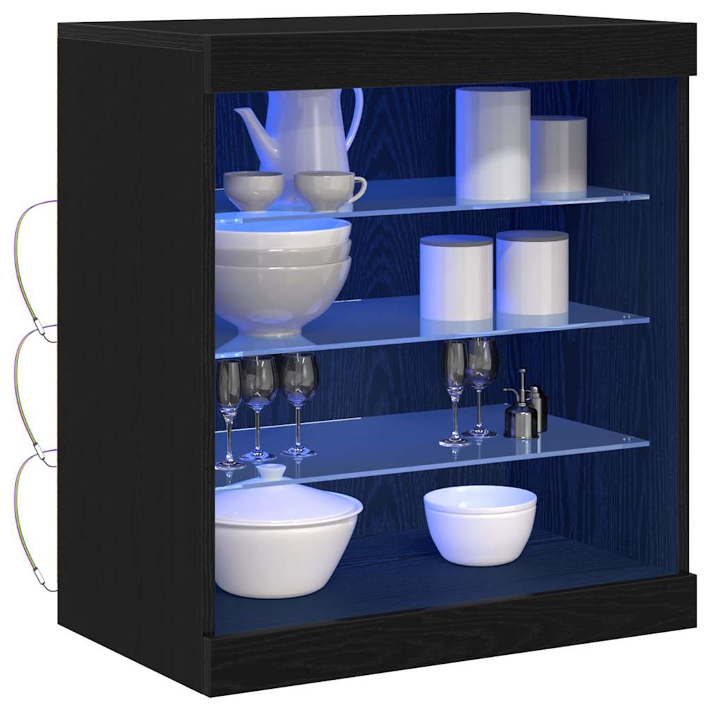 Madia LED Rovere Nero 60,5 x 37 x 67 cm Legno multistrato